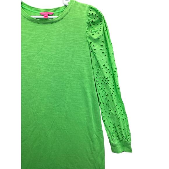 Lilly Pulitzer Jasona Dress Sz. XL Green Eyelet Sleeve Beachy - Picture 5 of 15